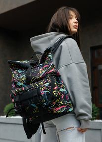 Жіночий рюкзак Sambag RollTop DOUBLE чорний ABSTRACT 41 х 27 х 18 см (24330707)