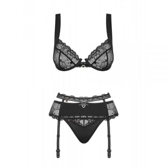 Комплект Obsessive Heartina 3 pcs set black S / M, Черный, S/M | Зображення 4