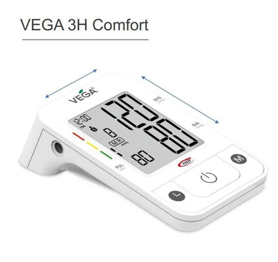 Тонометр VEGA 3H Comfort с универсальной манжетой Lux 22-42см Micro USB на плечо гарантия 5 лет