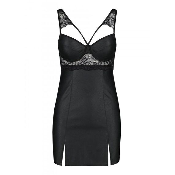 Бебі-дол з еко-шкіри та мережива Passion LOONA CHEMISE L/XL, black | Зображення 4