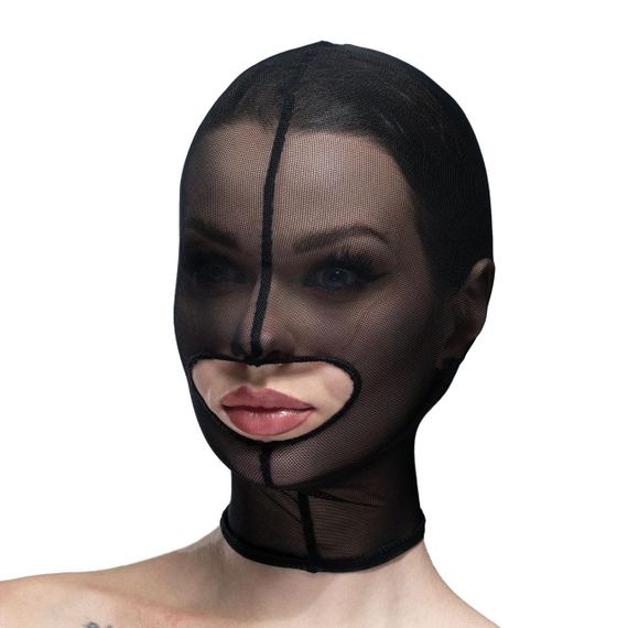 Маска сітка із відкритим ротом Feral Feelings - Hood Mask Black sexstyle