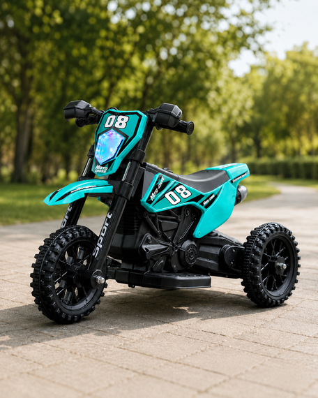 Електромотоцикл для дітей Cool Mountain 26X-130 / Дитячий електро мотоцикл з LED-підсвічуванням та музикою Зелений