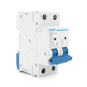 Автоматичний вимикач постійного струму CHNT NB1-63DC 2P C25 DC500V, 25A, 6kA, DIN, 86*36*49.5mm