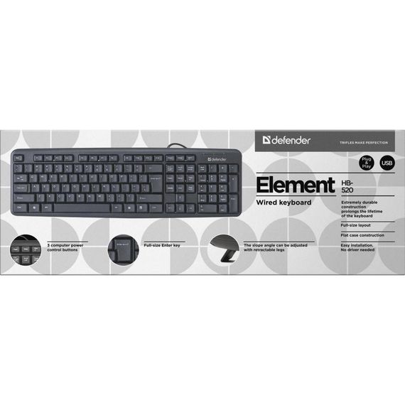 Клавіатура Defender Element HB-520 USB UKR Black (45529) | Зображення 2