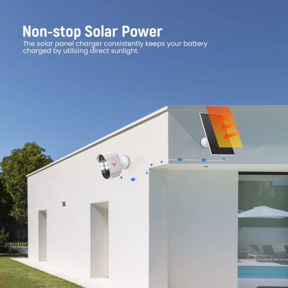 Бездротова камера відеоспостереження HubFlashy 1080P із сонячною батареєю та 4 прожекторами | Зображення 1