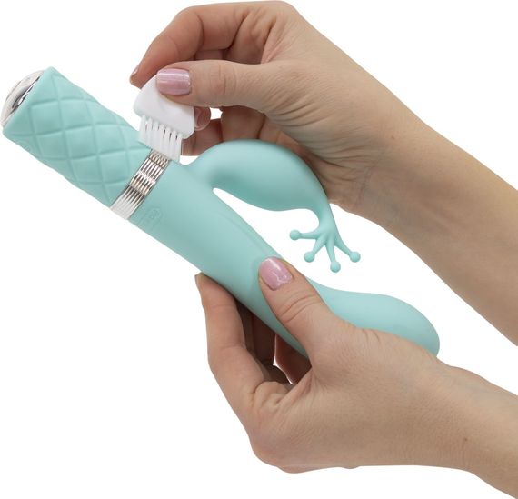 Розкішний вібратор-кролик Pillow Talk - Kinky Teal з кристалом Сваровські, потужний | Зображення 5