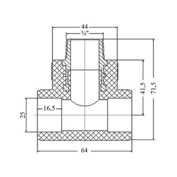 Трійник PPR Blue Ocean 25х3/4"х25 ЗР SD00009247 | Зображення 1