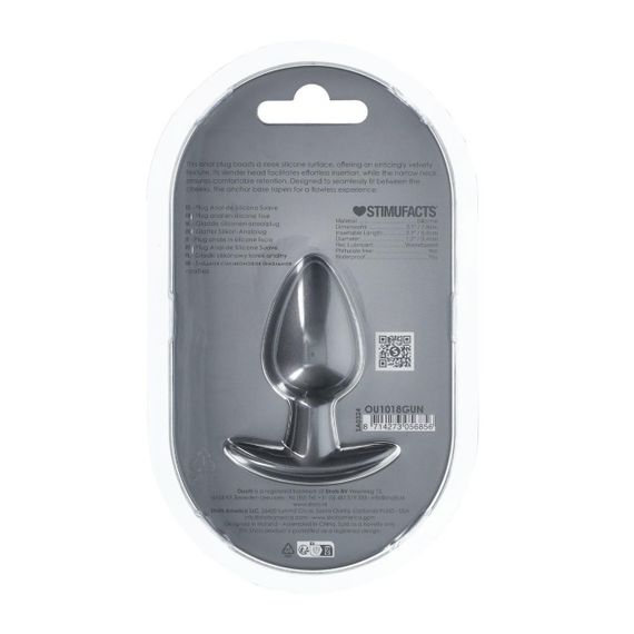 Анальна пробка Smooth Silicone Anal Plug - Medium - 3.1 / 7,9 cm - Gunmetal Sex Aura | Зображення 2