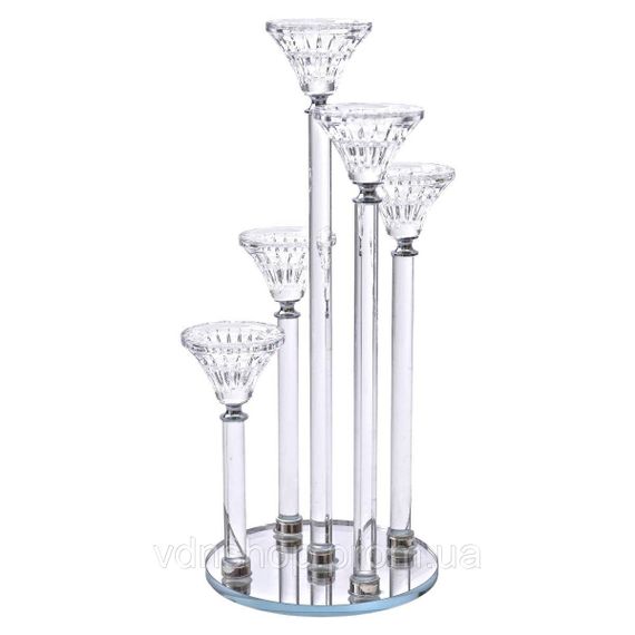 Подсвечник стеклянный на 5 свечей 16×37.5 см подсвечник декоративный прозрачный на ножке HP-4-18