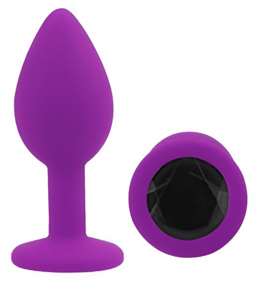 Силіконова анальна пробка EGZO - Silicone Purple Round Plug Black, size S Sex Aura | Зображення 1