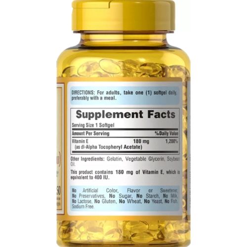 Витамин E Puritan's Pride Vitamin E 400 IU 250 Softgels | Зображення 1