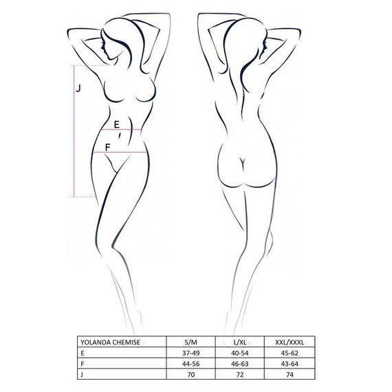 Прозора сорочка з довгим рукавом Passion YOLANDA CHEMISE S/M, black, трусики | Зображення 2