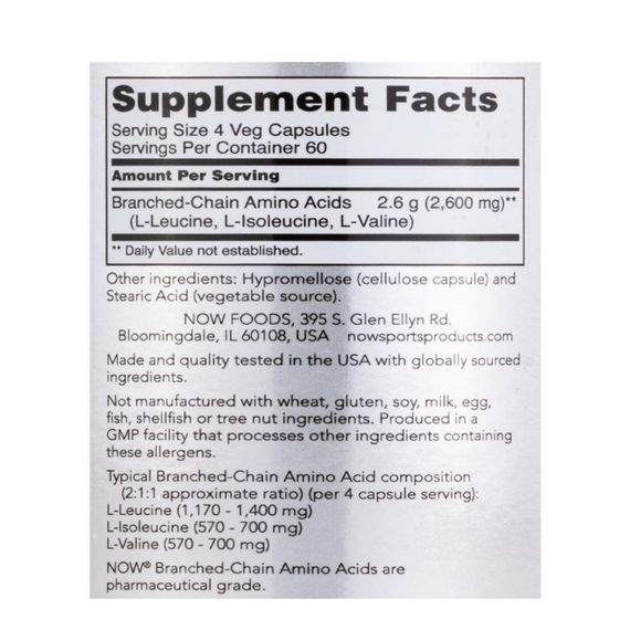 Аминокислоты NOW Foods Sports Branch Chain Amino 240 caps | Зображення 1