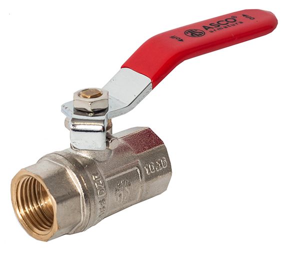 Кран кульовий 3/4" ВВ червона ручка,з проточкою ASСO  PN40  1/24