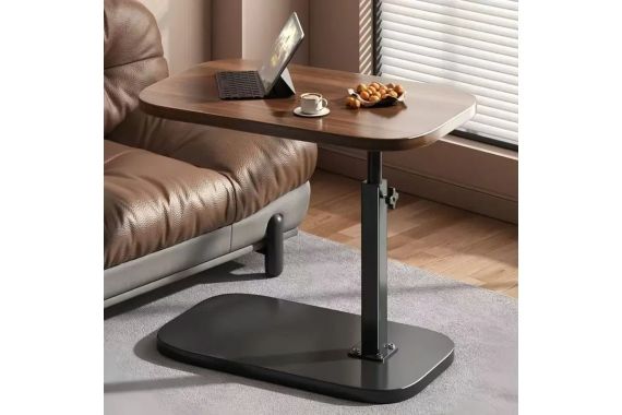 Приліжковий столик St-64201 з овальною дерев'яною стільницею та металевою основою