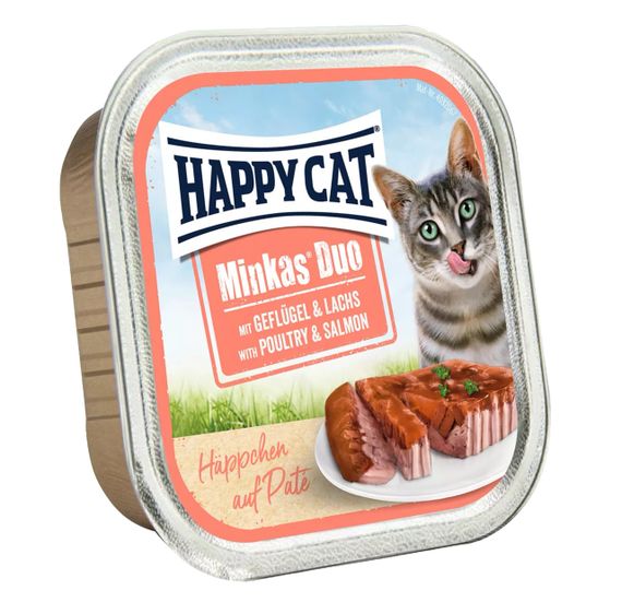 Влажный корм для котов с птицей и лососем Happy Cat Minkas Duo Geflugel + Lachs, 100 гр
