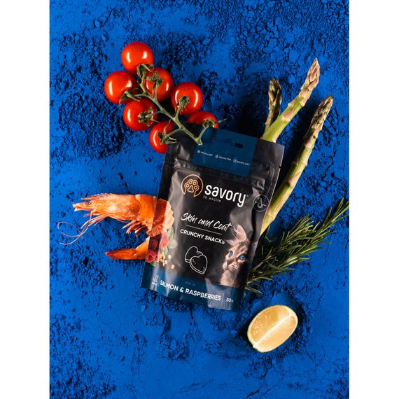 Хрусткі ласощі Savory для здоров’я шкіри та шерсті, лосось і малина | Зображення 3