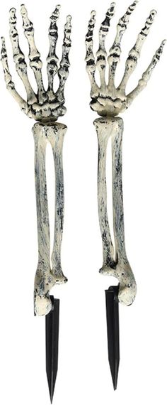 Руки скелета 2 шт на кольях в землю 47 см, жуткий декор двора газона помещений для Хэллоуина, руки зомби