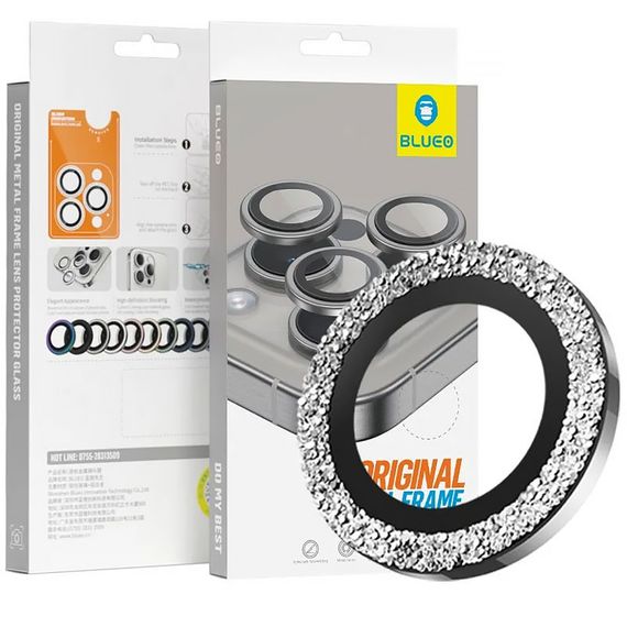 Захисне скло BlueO Metal на камеру для Apple iPhone 16 (6.1") / 16 Plus (6.7") Срібний / Silver Diamond | Зображення 1