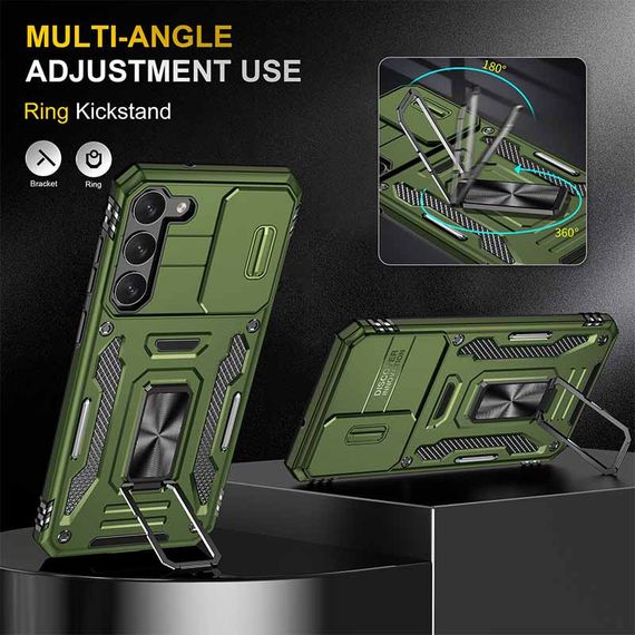 Ударостійкий чохол Camshield Army Ring для Samsung Galaxy S21 FE Оливковий / Army Green | Зображення 2