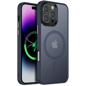 TPU+PC чохол Metal Buttons with MagSafe Colorful для Apple iPhone 16 Pro Max (6.9") Синій / Navy Blue