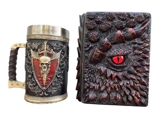 Подарунковий набір Кухоль 3D Крилатий Череп і Блокнот 3D «Око Пламінного Дракона»