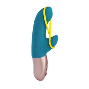 Мини вибратор-кролик со стимулирующей лентой Fun Factory AMORINO petrol/neon yellow, лента съемная Sex Aura