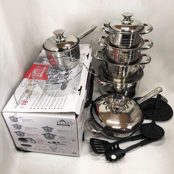 Набор больших кастрюль 18 предметов ASTRA A-2518, Набор практичных кастрюль, Кастрюли с крышками DG-94 | Зображення 9