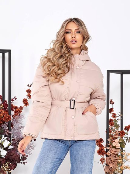 Куртка з поясом, арт. 332, беж пудра