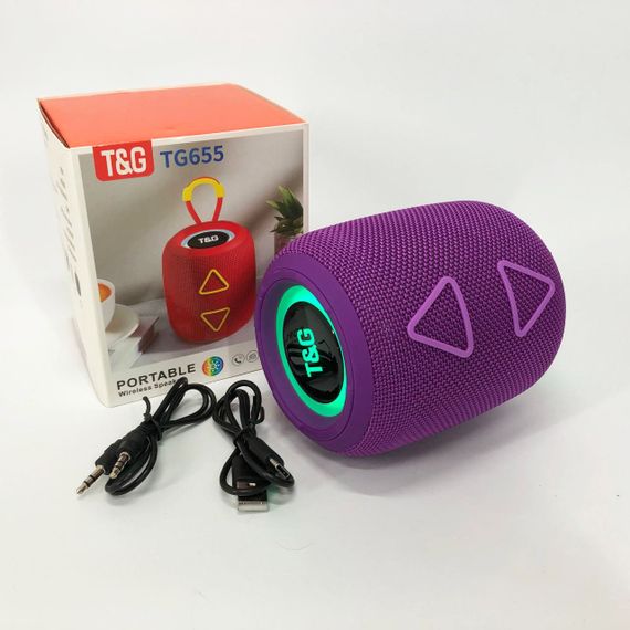 Портативна колонка TG655 5W з RGB підсвічуванням та ремінцем, Акумуляторна для музики. Колір: фіолетовий | Зображення 2