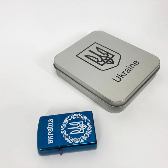 Дугова електроімпульсна запальничка USB Україна (металева коробка) HL-447. SA-999 Колір: синій | Зображення 3