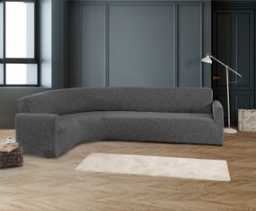 Жаккардовый чехол на угловой диван Stone без юбки темно-серый