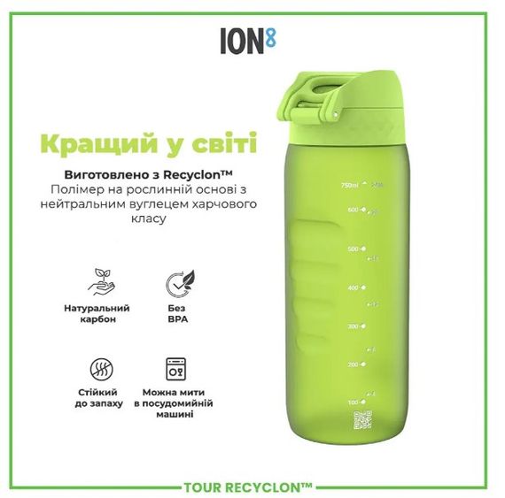 Пляшка для води ION8 750 мл (ЕКО пляшка) BPA Free Green (I8RF750GRE) | Зображення 1