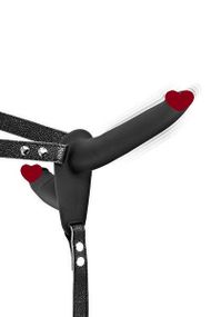 Двойной страпон с вибрацией Fetish Tentation Vibrating Strap-On with Double Dildo Black Sex Aura