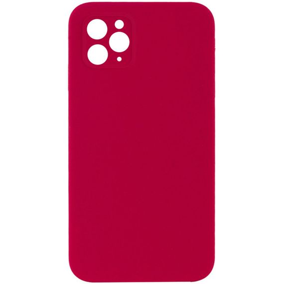 Чохол Silicone Case Square Full Camera Protective (AA) NOLOGO для Apple iPhone 11 Pro (5.8") Червоний / Rose Red