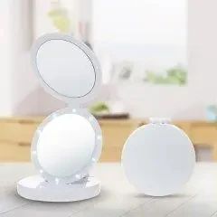 Косметичне дзеркало Large LED Mirror W0-29 з LED підсвічуванням, кругле, складане, 5X, LED дзеркало | Зображення 1