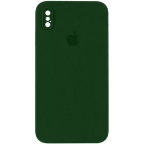Чехол Silicone Case Square Full Camera Protective (AA) для Apple iPhone XS / X (5.8") Зеленый / Army green