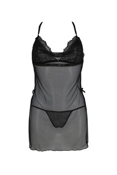 Сорочка Passion DELIENA CHEMISE XXL/XXXL black, стринги с заниженной талией sexstyle | Зображення 2