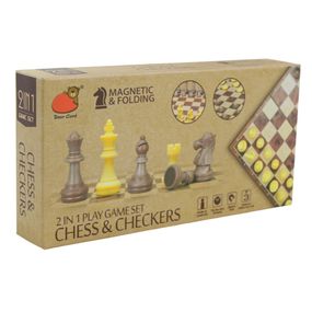 Настольная игра "Шахматы и шашки" 2058 магнитные, поле 18,5х18х1,5 см