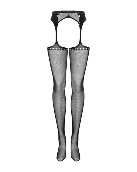 Сітчасті панчохи-стокінги зі стрілкою Obsessive Garter stockings S314, чорні, імітація гартері, S/M/L | Зображення 4