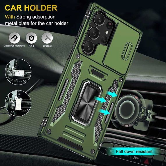 Ударостійкий чохол Camshield Army Ring для Samsung Galaxy S24 Ultra Оливковий / Army Green | Зображення 3