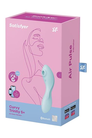 Вакуумний смарт-стимулятор із вібрацією Satisfyer Curvy Trinity 5 (Blue)  (м'ята упаковка!!!) | Зображення 7