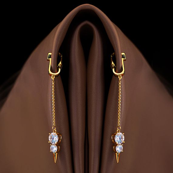 Прикраси для клітора та статевих губ UPKO Non-pierced Jewelry Snowman з гірським кришталем, золотисті Sex Aura