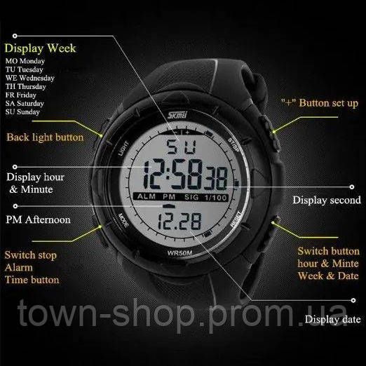 Мужские часы SKMEI 1025BK ARMY BLACK, часы тактические противоударные. Цвет: черный | Зображення 2
