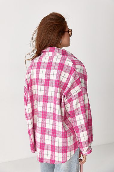 Фланелева сорочка в клітинку на ґудзиках - рожевий цвет, ONE SIZE (є розміри) | Зображення 1