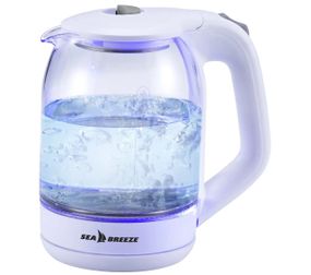 Електрочайник скляний Sea Breeze SB-015, 1.8 л, 1850 Вт, з підсвіткою
