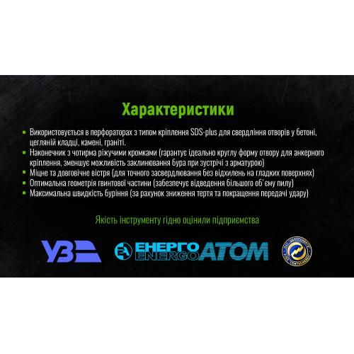 Бур по бетону SDS-plus S4 QUADRO 10x110мм в тубі Alloid | Зображення 3
