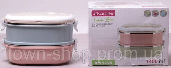 Ланч-бокс Kamille Food Box 2 емкости по 700мл, 20х14.5х13.5см KM-2125 | Зображення 3