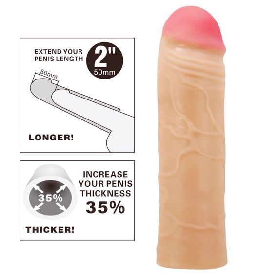 Насадка на член - Pretty Love Chane Penis Extender +2" Flesh | Зображення 1
