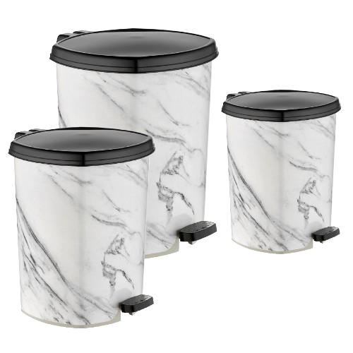 DECOR набір відер для сміття 3шт (6л+11л+20л) (x128 білий мармур)